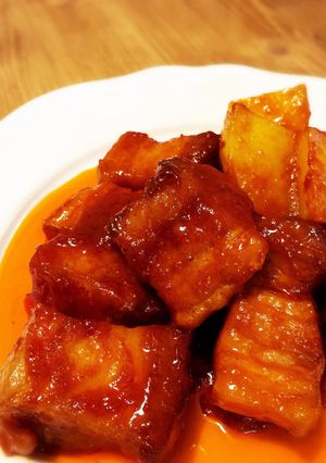 秘密にしたくない！圧力鍋で豚のトマト角煮-レシピのメイン写真