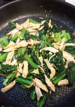 鳥ササミと小松菜の炒め物-レシピのメイン写真