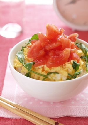 トロトロ豆乳卵の香味トマトのせ美肌丼-レシピのメイン写真