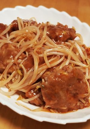 もやし入りフンワリ団子の甘酢餡掛け☆節約-レシピのメイン写真