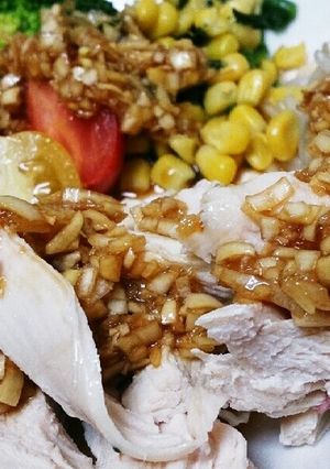 ウマ！簡単！茹で鶏のネギソースがけ-レシピのメイン写真