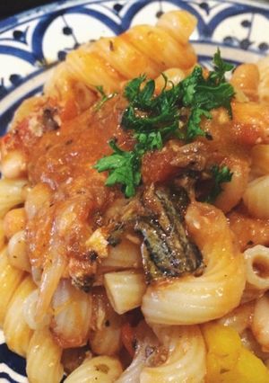 鯖缶トマト缶白インゲン缶のパスタ-レシピのメイン写真