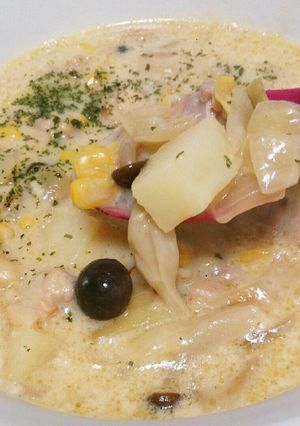 彼氏喜ぶご飯19鶏しめじコーンチャウダー-レシピのメイン写真
