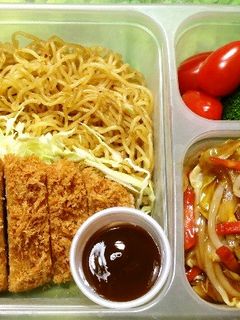 あんかけソース焼そば+かつ弁当-レシピのメイン写真