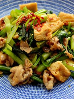 「サラダ小松菜」と豚肉油揚げ炒め-レシピのメイン写真