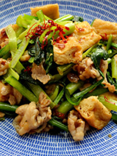 「サラダ小松菜」と豚肉油揚げ炒め-レシピのメイン写真