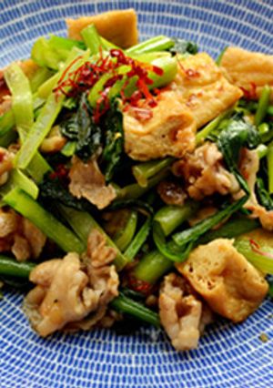 「サラダ小松菜」と豚肉油揚げ炒め-レシピのメイン写真