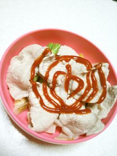 焼きねぎハム豚肉ケチャップサラダ-レシピのメイン写真