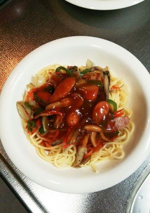 お手軽ケチャップ味のあんかけパスタ-レシピのメイン写真