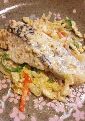 白身魚と野菜のゴマ味噌マヨネーズ焼き-レシピのメイン写真