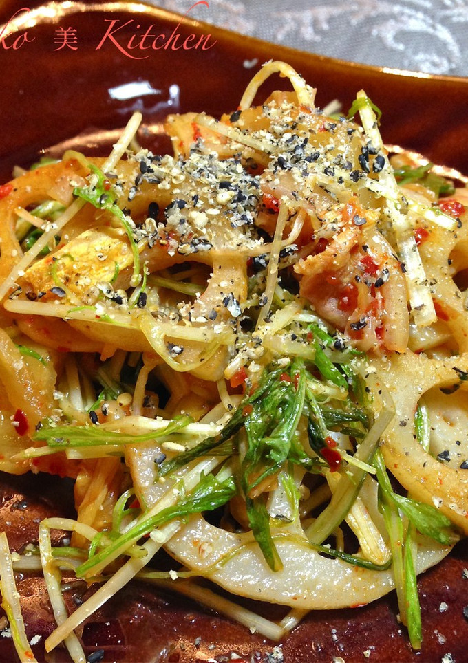 蓮根と水菜のキムチ炒め-レシピのメイン写真