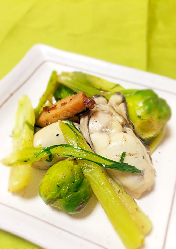 野菜ソムリエのプンタレッラと牡蠣の炒め物-レシピのメイン写真