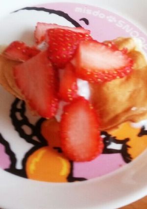 卵なし！苺のもちもちパンケーキ(^^♪-レシピのメイン写真