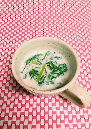 材料はたったの3つ！春菊の豆乳スープ-レシピのメイン写真