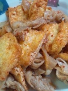 油揚げと豚肉のキムチ炒め-レシピのメイン写真