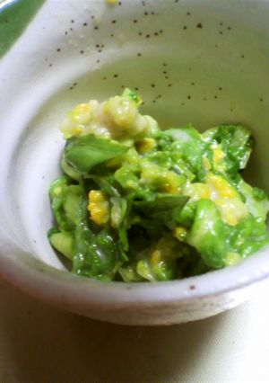 思いがけず美味 バジルと菜花の酢味噌和え-レシピのメイン写真