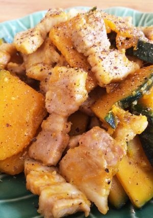 NZかぼちゃと豚バラのにんにくマヌカ炒め-レシピのメイン写真