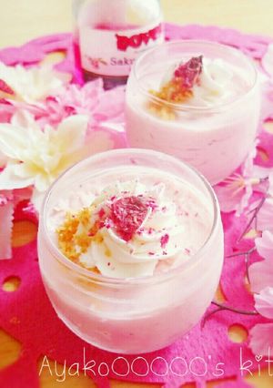 簡単ふんわり♡春色桜レアチーズムース-レシピのメイン写真