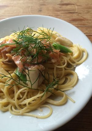 サーモンの豆乳パスタ-レシピのメイン写真