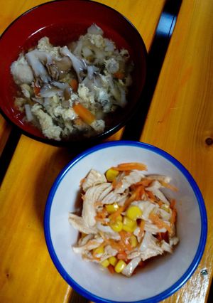 鶏むね肉のサラダとスープ-レシピのメイン写真