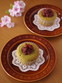 栗まるごと☆はちみつカップケーキ(抹茶)-レシピのメイン写真