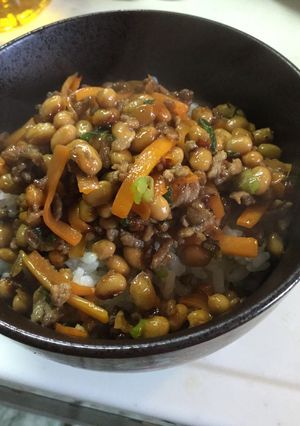うまうま♡ひき肉と納豆のスタミナ丼-レシピのメイン写真