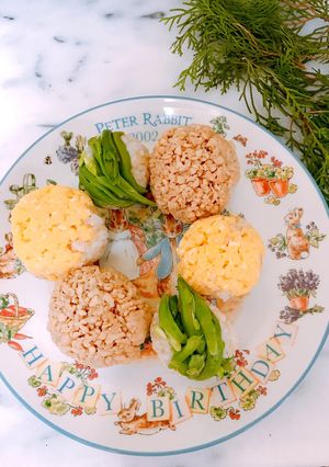 ♡鶏そぼろ卵そぼろ手まり寿司-レシピのメイン写真