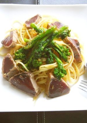 鰹のタタキと菜の花のパスタ-レシピのメイン写真