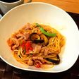 茄子とポークのトマトパスタ