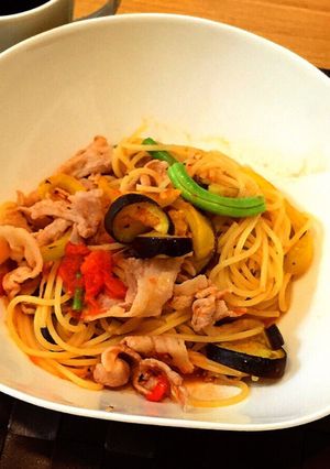 茄子とポークのトマトパスタ-レシピのメイン写真
