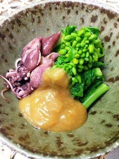 菜の花とホタルイカの酢みそ和え♪-レシピのメイン写真