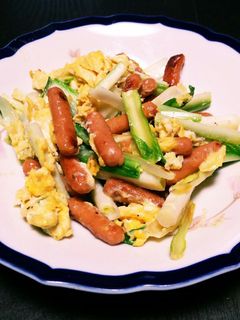 うるい、ミニソーセージの卵炒め-レシピのメイン写真