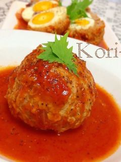 226kcal♡ゆで卵丸ごと煮込みバーグ-レシピのメイン写真