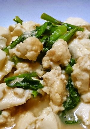 なばなと豆腐のごま味噌炒め-レシピのメイン写真