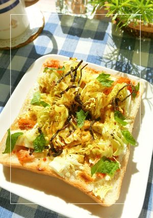 キャベツ×キムチの塩昆布カレートースト-レシピのメイン写真