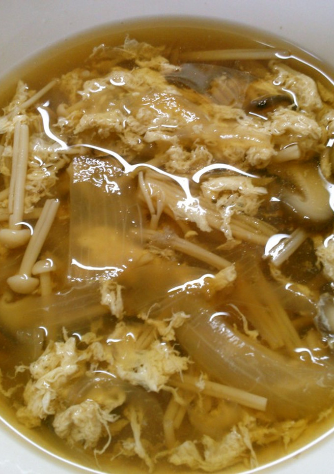 簡単　玉ねぎ　椎茸　卵の　和風スープ-レシピのメイン写真