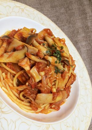 三種のきのこの木こり風パスタ-レシピのメイン写真