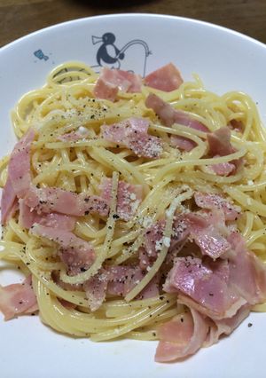 水つけパスタにてカルボナーラ-レシピのメイン写真