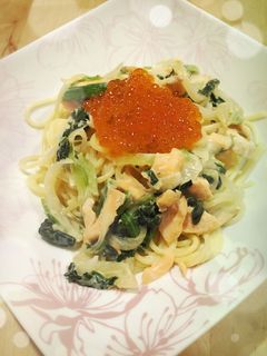 鮭といくらのクリームパスタ-レシピのメイン写真