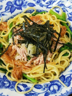 菜の花で★和風ツナおろしの釜玉スパ-レシピのメイン写真