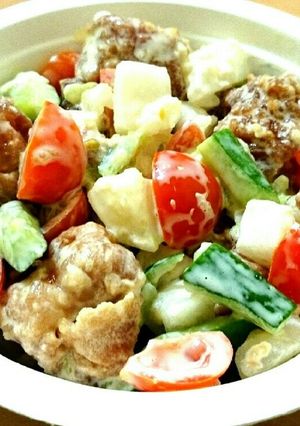 減塩❗鶏からあげのマヨソースあえサラダ-レシピのメイン写真