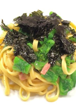 糖質制限パスタ!菜の花カルボナーラ-レシピのメイン写真