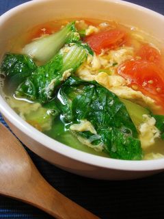 青梗菜とトマトの中華風たまごスープ-レシピのメイン写真