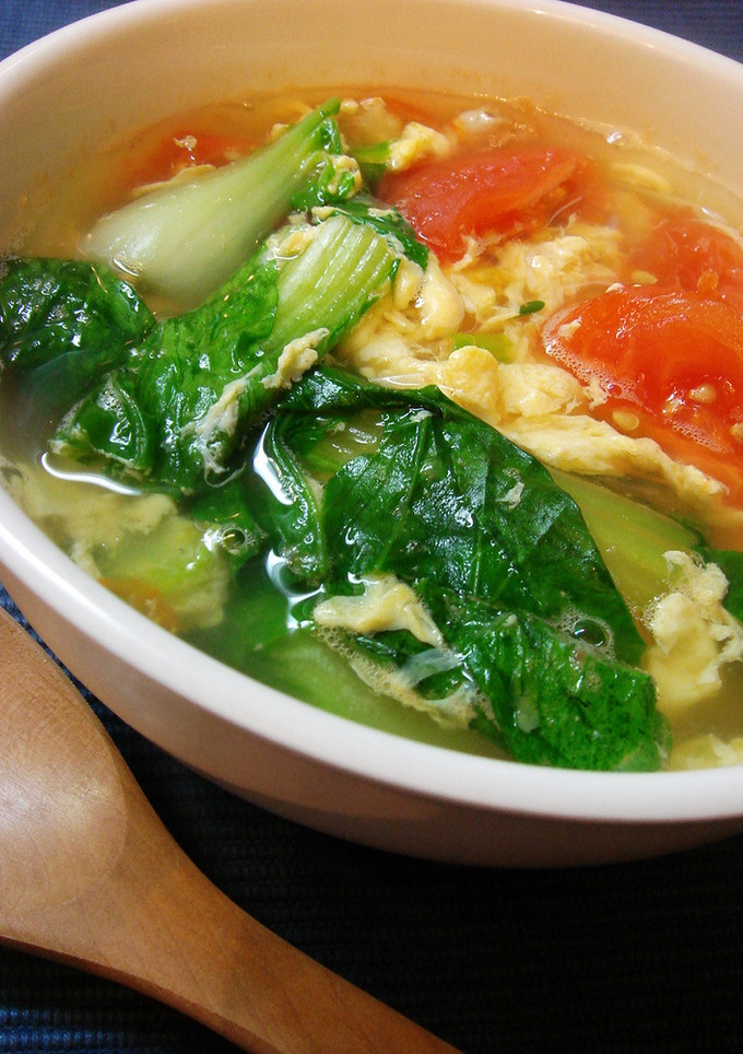 青梗菜とトマトの中華風たまごスープ-レシピのメイン写真
