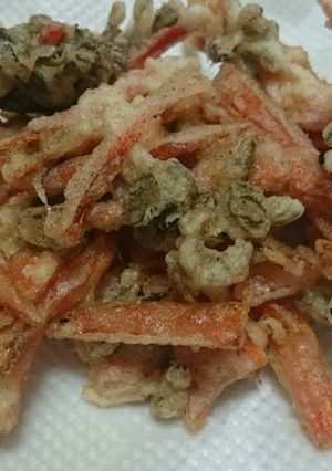 野薔薇（ノイバラ）の新芽と人参の天ぷら-レシピのメイン写真