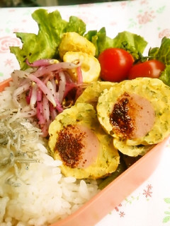 お弁当に♪魚肉ソーセージのそば玉子巻き-レシピのメイン写真