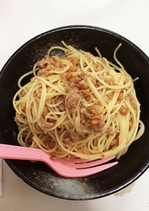 ネバネバ！そぼろ納豆パスタ-レシピのメイン写真