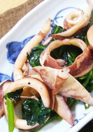 いかとほうれん草のバター醤油炒め-レシピのメイン写真