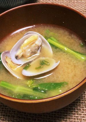 アサリと菜の花とネギのお味噌汁-レシピのメイン写真