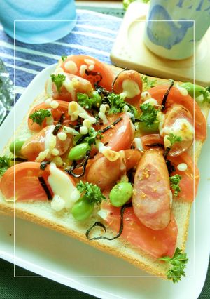 ウィンナー×トマトの塩昆布トースト-レシピのメイン写真